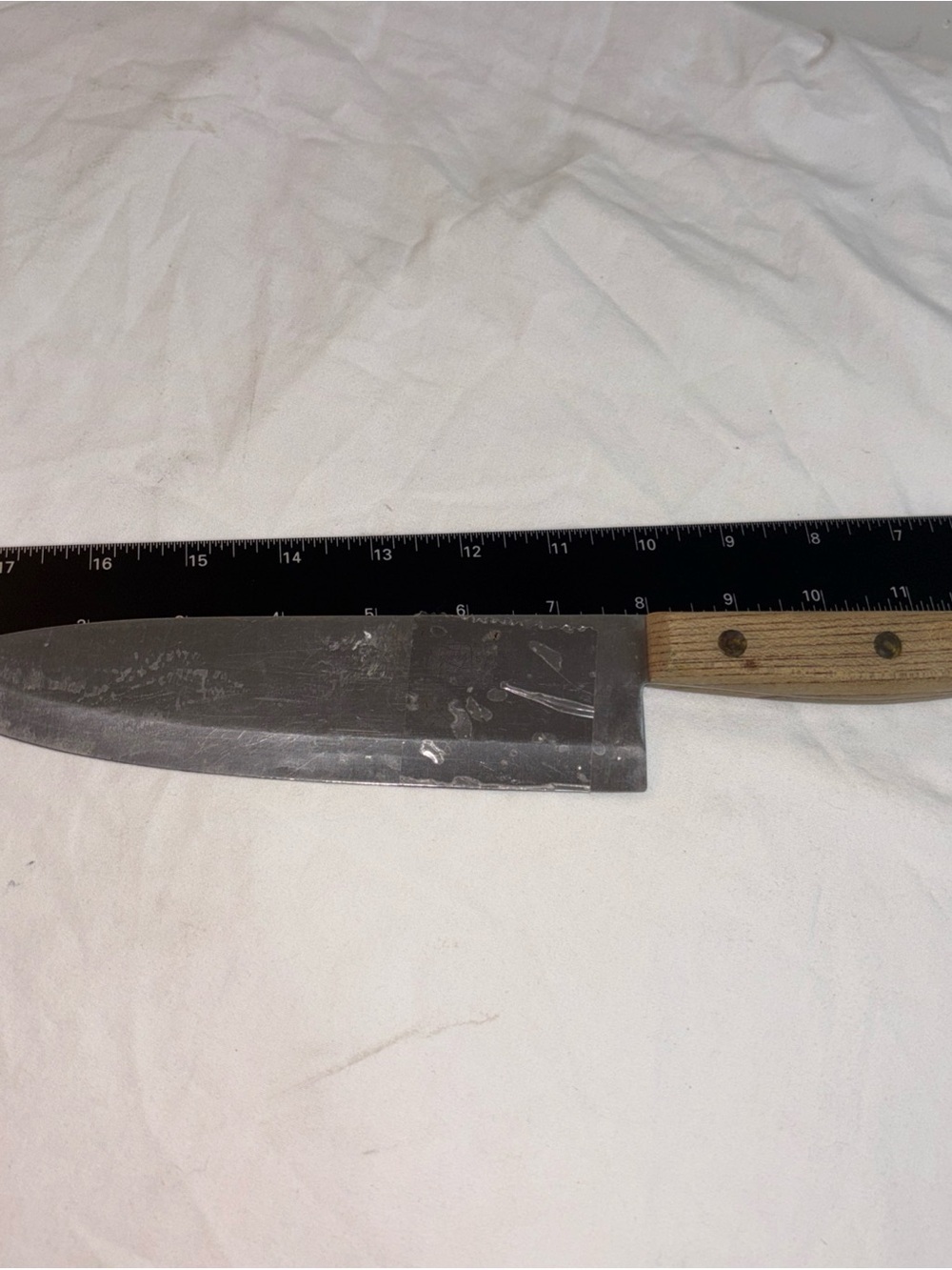 Vintage Roger’s Wood Handle Chef's Knife - Stainless Blade, Natural Wood